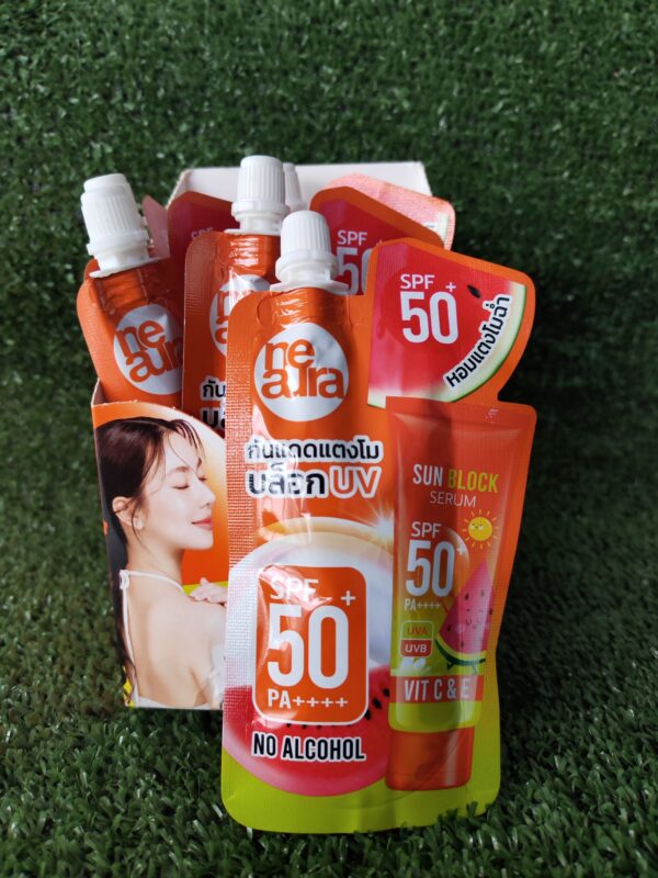 กันแดดSPF50+ Neaura กันแดดแตงโม Sun Block Serum SPF50+ คุมมัน กันน้ำ กันแดดซองพกพา